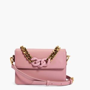 Pink chain strap faux leather crossbody with detachable strap